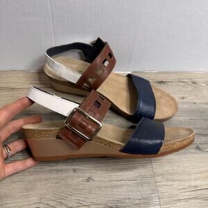 Naot Dynasty Wedge Sandal Comfort Leather Classy Cork Heel Neutral Sz 40 9